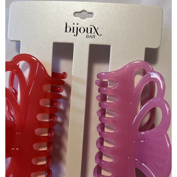 BIJOUX Red & Pink 2 In Set 5” Long Hair Jaw Claw Clips - Picture 2 of 6